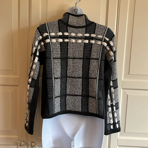 Club Monaco Wool Alpaca  Blend Plaid Woven Sweater Grey size XXS - Picture 6 of 13